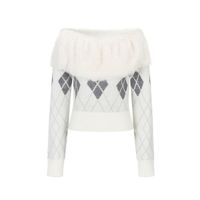AnnoMundi_Soft_Casual_Boat_Neck_Diamond_Argyle_Women_100_Percent_Polyester_Knit_Sweaters_MISSTT