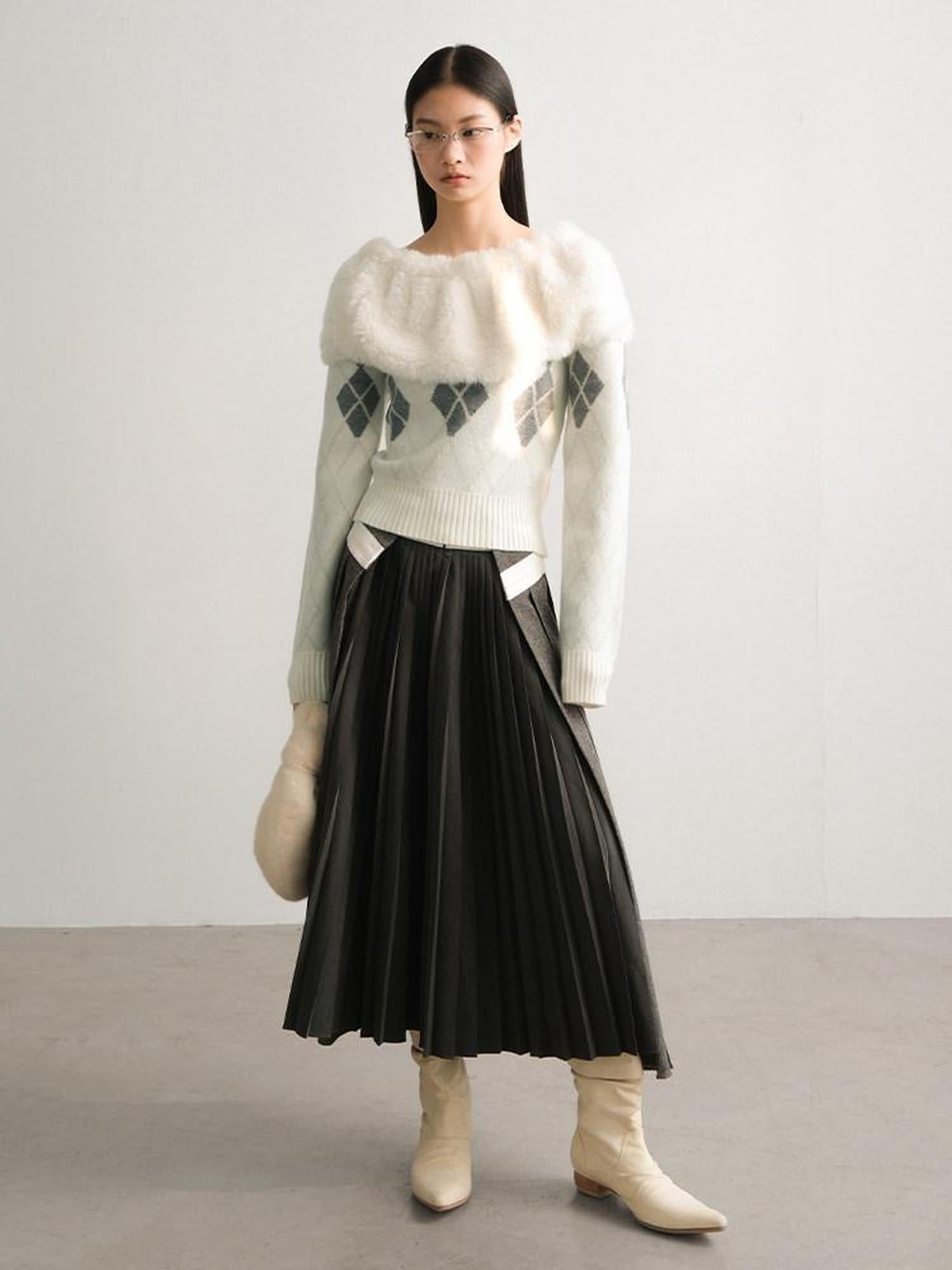 AnnoMundi Soft Casual Boat Neck Diamond Argyle Women 100 Percent Polyester Knit Sweaters