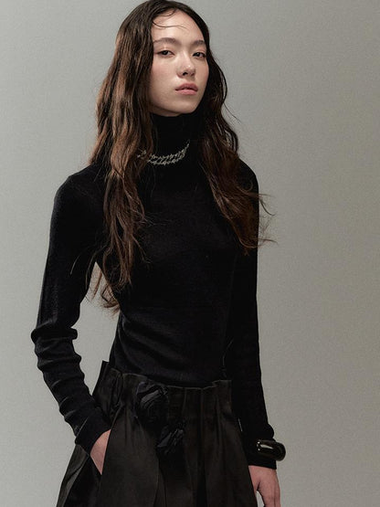 AnnoMundi Soft Light Knit High Neck Wool Blended Top