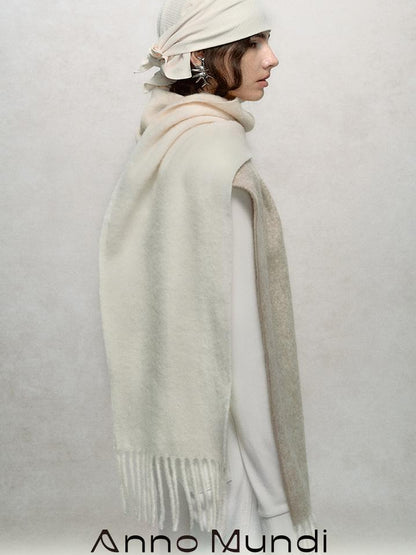 AnnoMundi Soft Loop Wool Gradient Fringe Scarf
