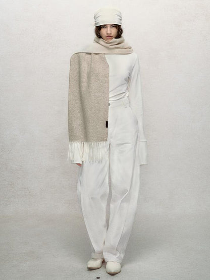 AnnoMundi Soft Loop Wool Gradient Fringe Scarf