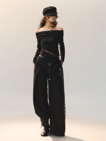 AnnoMundi Soft Poly Viscose Casual Mid High Waist Straight Women Khaki Straight Pants