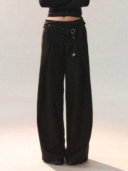 AnnoMundi Soft Poly Viscose Casual Mid High Waist Straight Women Khaki Straight Pants