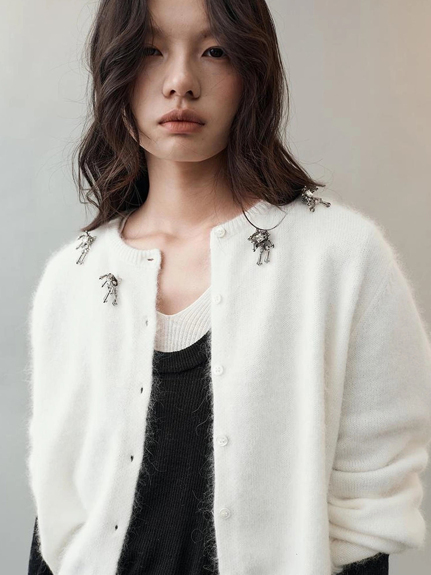 AnnoMundi Soft Touch Knit Cardigan V-neck T-shirt Long Sleeve Cardigan