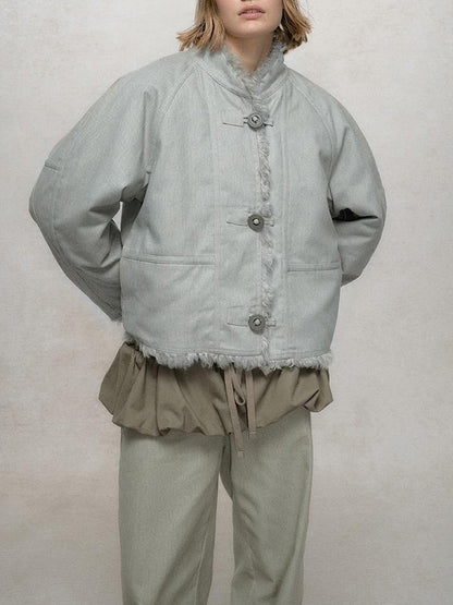 AnnoMundi Soft Wave Reversible Shearling Cropped Jacket