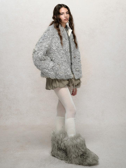 AnnoMundi Soft Wave Reversible Shearling Cropped Jacket