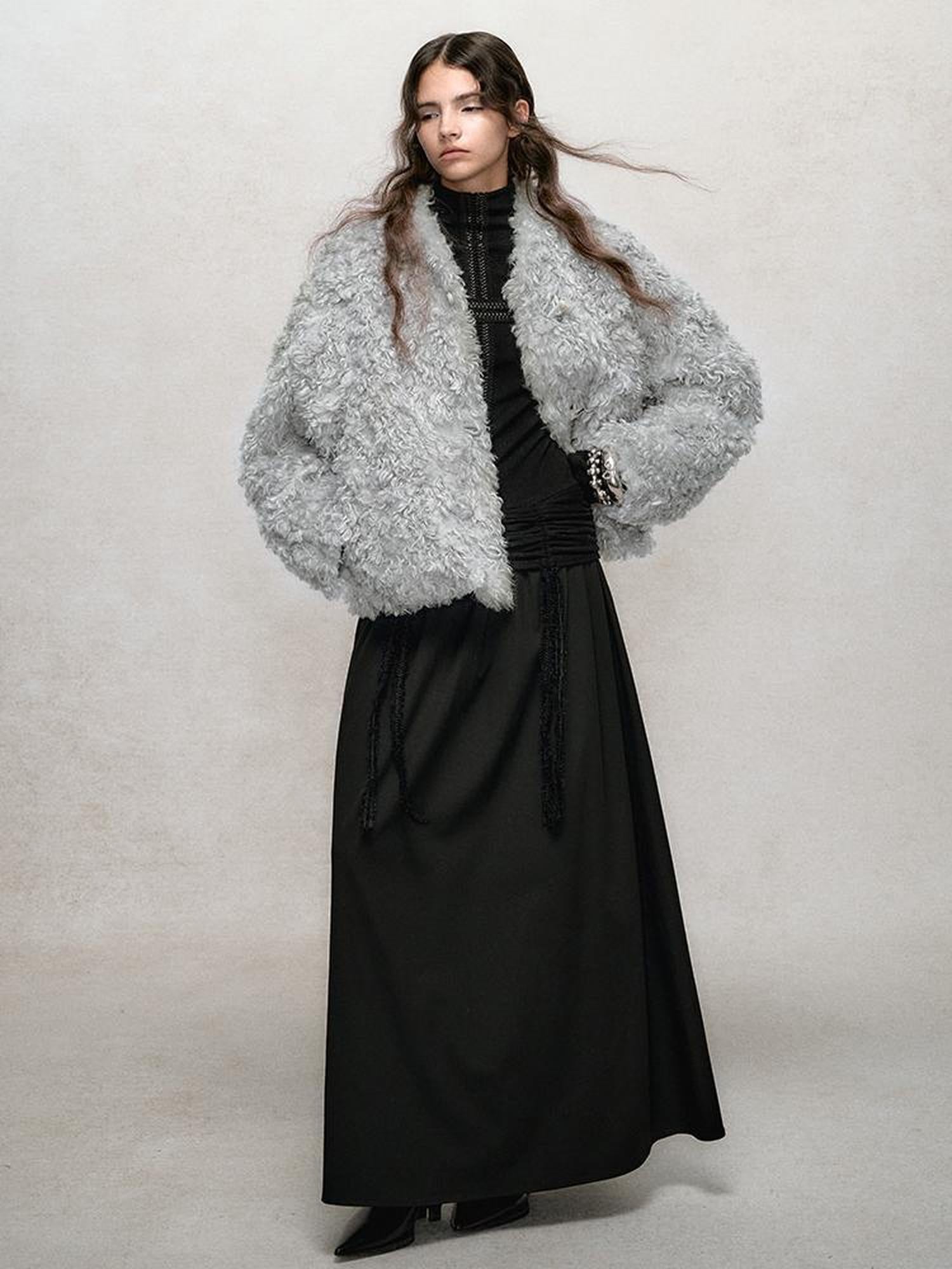 AnnoMundi Soft Wave Reversible Shearling Cropped Jacket