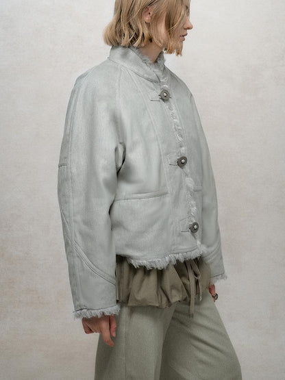 AnnoMundi Soft Wave Reversible Shearling Cropped Jacket