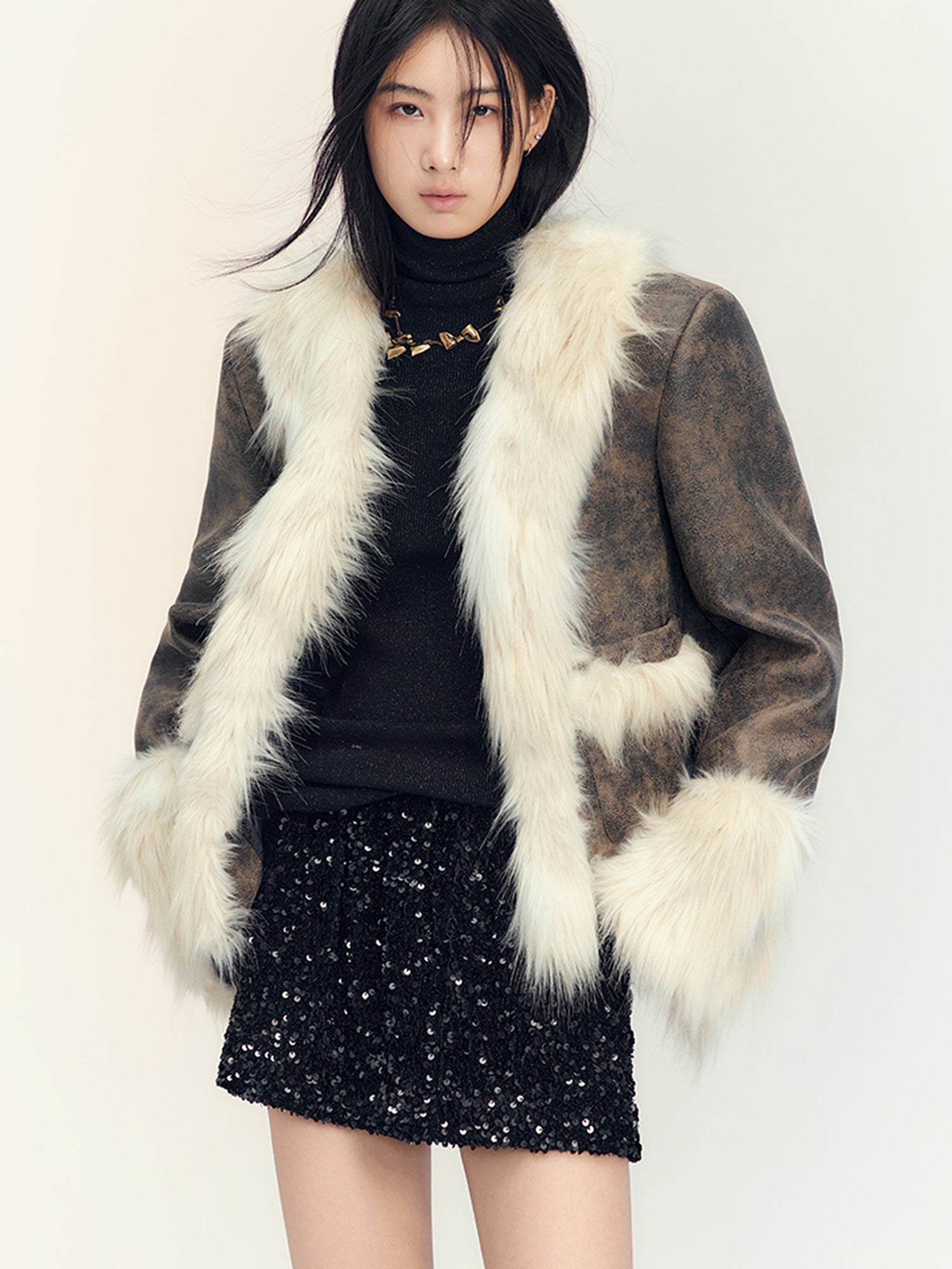 AnnoMundi Sparkle Sequin Black Velvet Mini Skirt