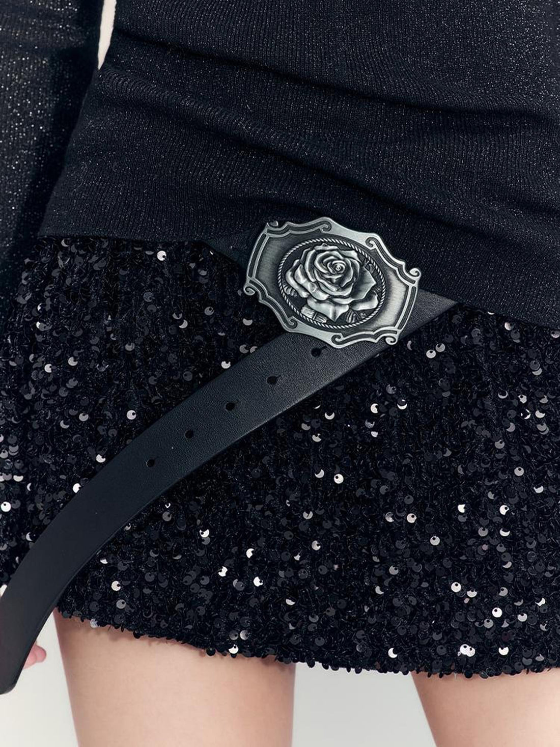 AnnoMundi Sparkle Sequin Black Velvet Mini Skirt