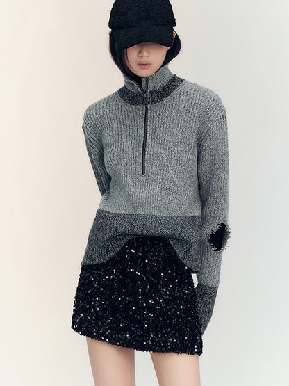 AnnoMundi Sparkle Sequin Black Velvet Mini Skirt
