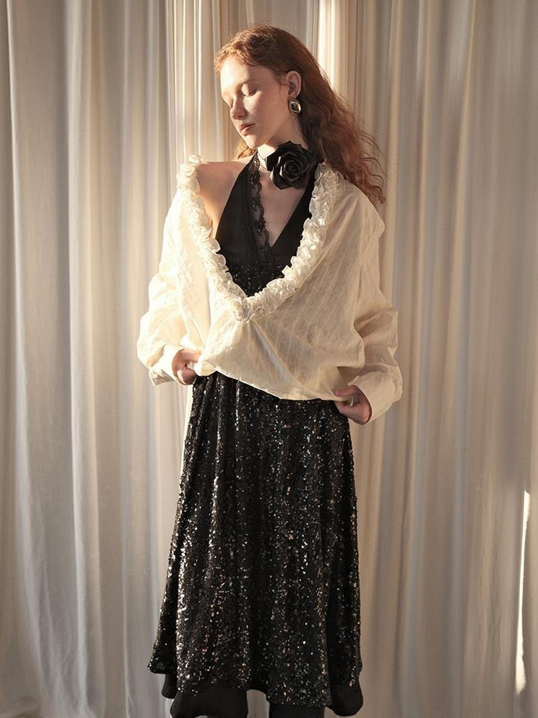 AnnoMundi Sparkle Strap Evening Gown With Flowy Layered Hem