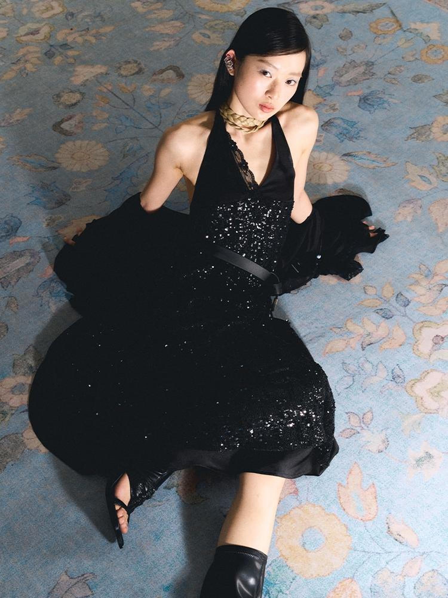 AnnoMundi Sparkle Strap Evening Gown With Flowy Layered Hem