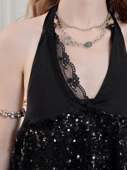 AnnoMundi Sparkle Strap Evening Gown With Flowy Layered Hem