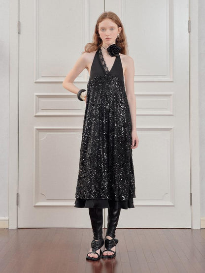 AnnoMundi Sparkle Strap Evening Gown With Flowy Layered Hem