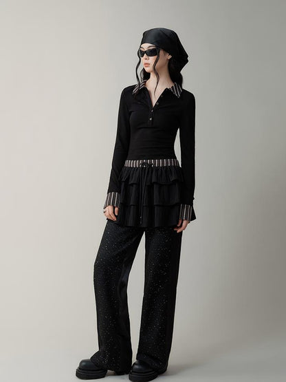 AnnoMundi Sparkle Weave Wide Leg Trousers