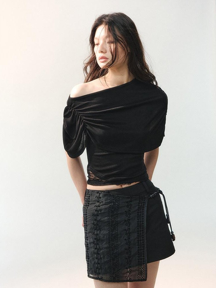 AnnoMundi Spliced Fabric Layered Hem Beaded Women&