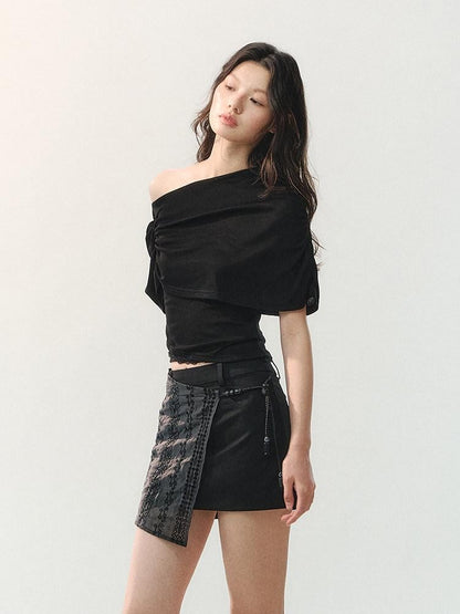 AnnoMundi Spliced Fabric Layered Hem Beaded Women&
