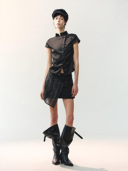 AnnoMundi Spliced Fabric Layered Hem Beaded Women&