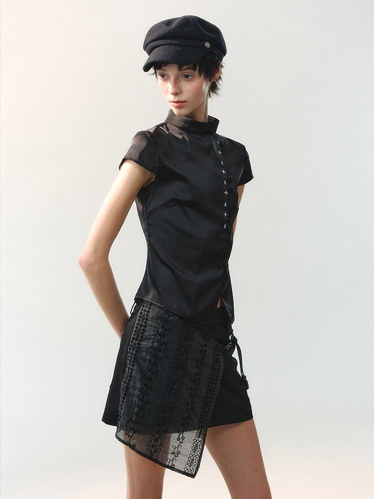 AnnoMundi Spliced Fabric Layered Hem Beaded Women&