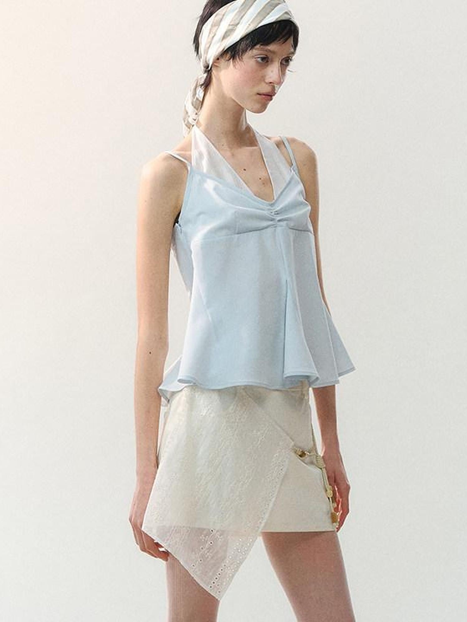 AnnoMundi Spliced Fabric Layered Hem Beaded Women&