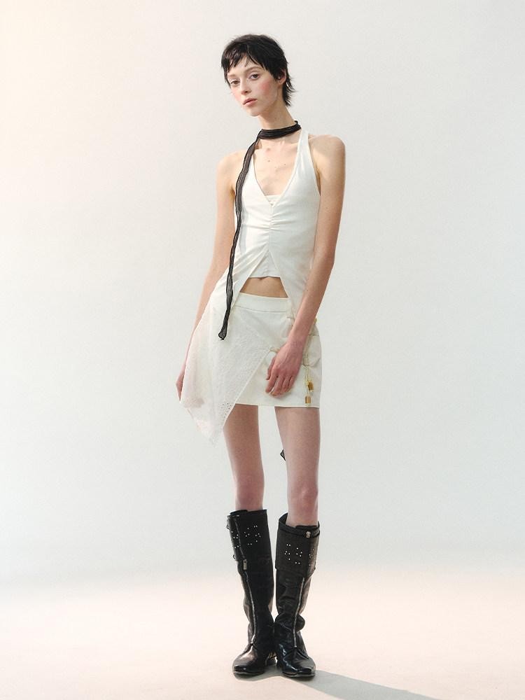 AnnoMundi Spliced Fabric Layered Hem Beaded Women&