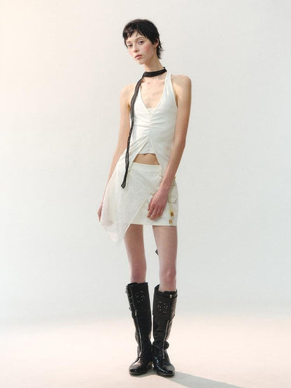 AnnoMundi Spliced Fabric Layered Hem Beaded Women&