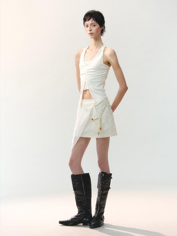 AnnoMundi Spliced Fabric Layered Hem Beaded Women&