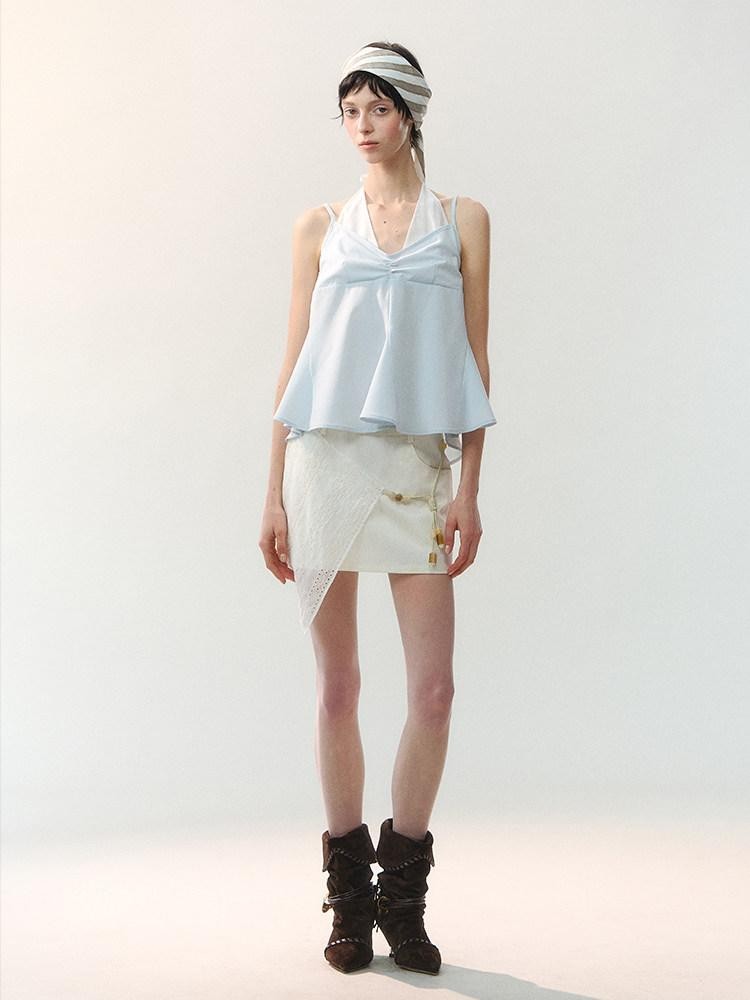 AnnoMundi Spliced Fabric Layered Hem Beaded Women&