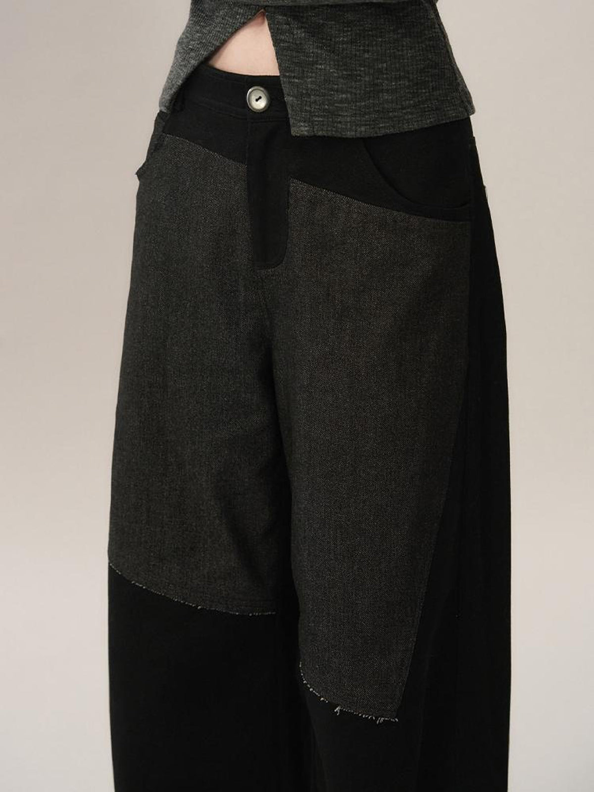 AnnoMundi Spliced Faux Denim Straight-leg Pants Women&