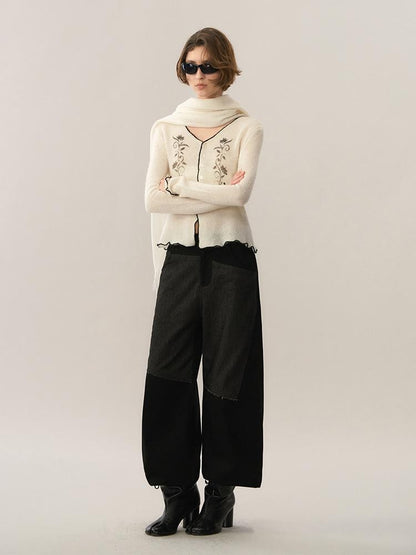 AnnoMundi Spliced Faux Denim Straight-leg Pants Women&