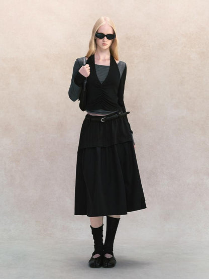 AnnoMundi Spliced Halter Slim Fit Faux Two Piece Women&