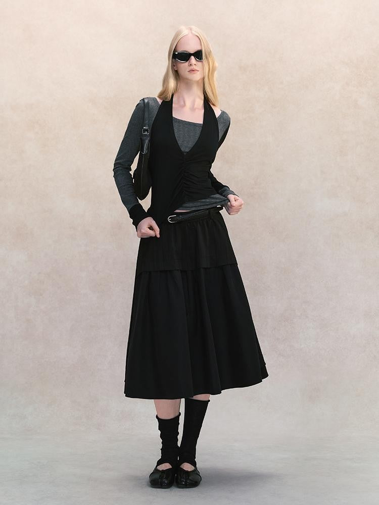 AnnoMundi Spliced Halter Slim Fit Faux Two Piece Women&