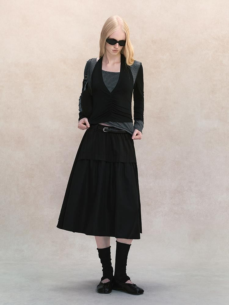 AnnoMundi Spliced Halter Slim Fit Faux Two Piece Women&
