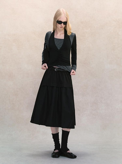 AnnoMundi Spliced Halter Slim Fit Faux Two Piece Women&