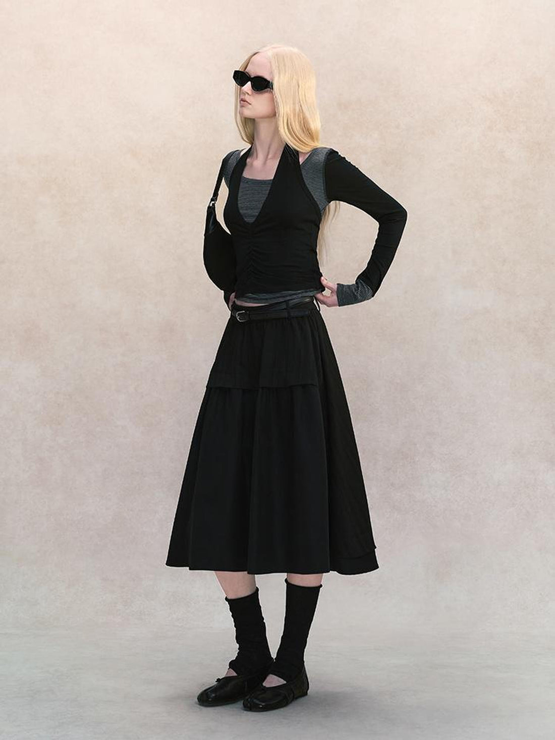 AnnoMundi Spliced Halter Slim Fit Faux Two Piece Women&