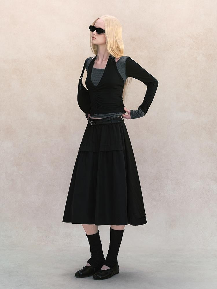 AnnoMundi Spliced Halter Slim Fit Faux Two Piece Women&