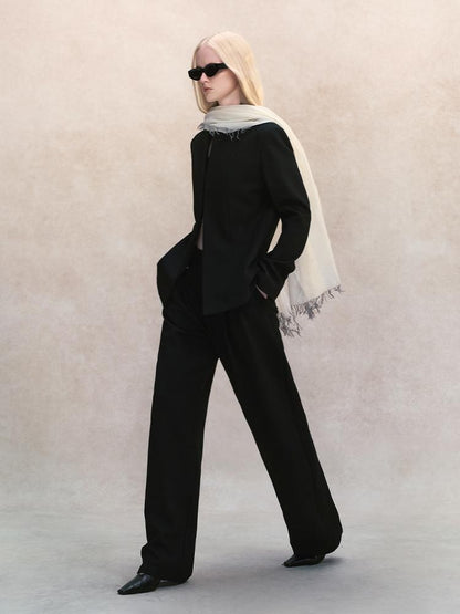 AnnoMundi Stand Collar Waist Cinched Slim Fit Wool Women&