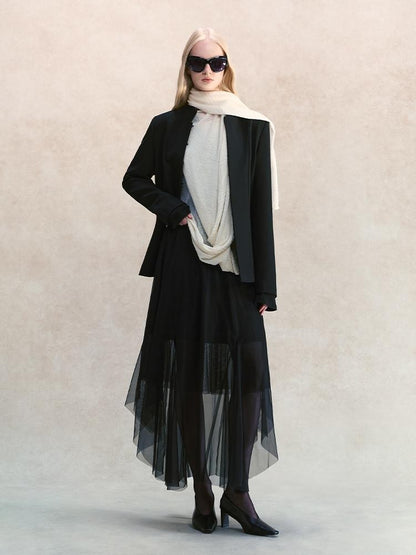 AnnoMundi Stand Collar Waist Cinched Slim Fit Wool Women&