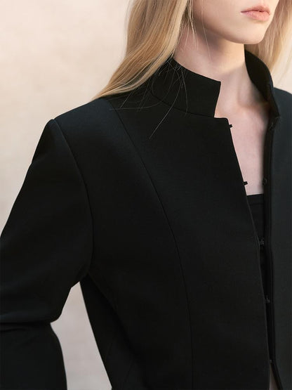 AnnoMundi Stand Collar Waist Cinched Slim Fit Wool Women&
