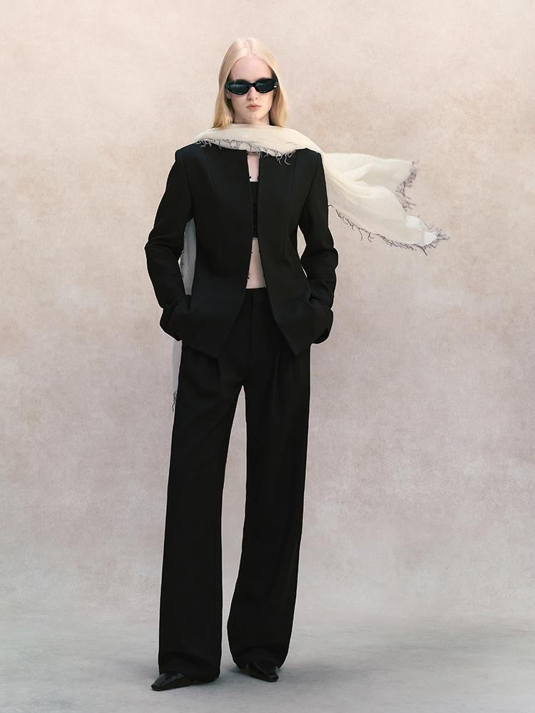 AnnoMundi Stand Collar Waist Cinched Slim Fit Wool Women&