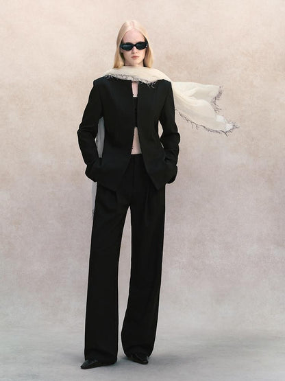 AnnoMundi Stand Collar Waist Cinched Slim Fit Wool Women&