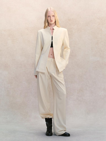 AnnoMundi Stand Collar Waist Cinched Slim Fit Wool Women&