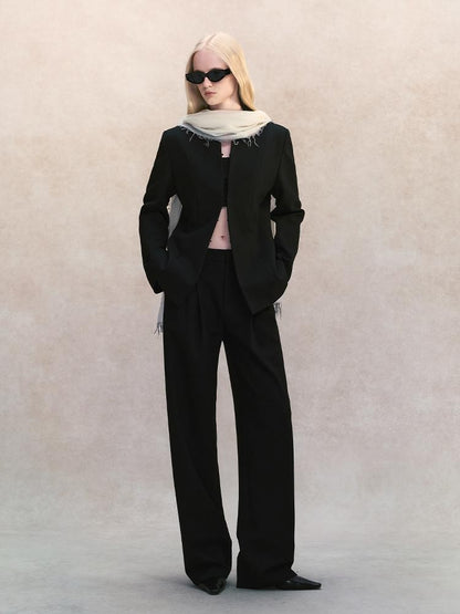 AnnoMundi Stand Collar Waist Cinched Slim Fit Wool Women&