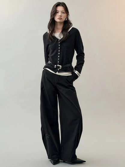 AnnoMundi Star Bird Embroidered Loose Fit Cotton Pants Pants