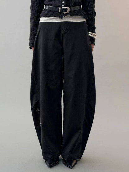 AnnoMundi Star Bird Embroidered Loose Fit Cotton Pants Pants