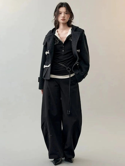 AnnoMundi Star Bird Embroidered Loose Fit Cotton Pants Pants