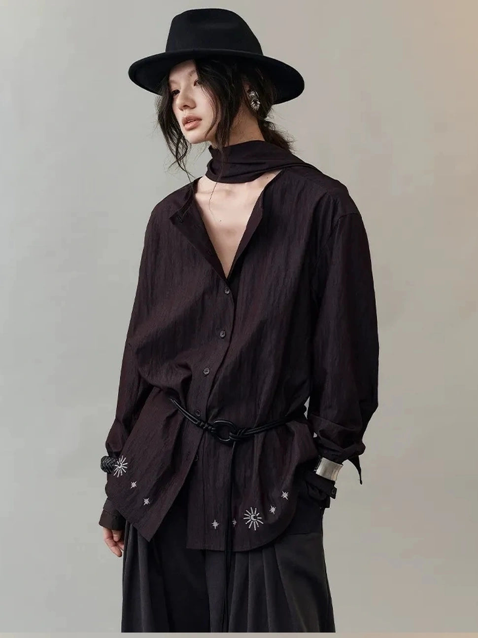 AnnoMundi Starry Embroidered Oversized Shirt Shirts