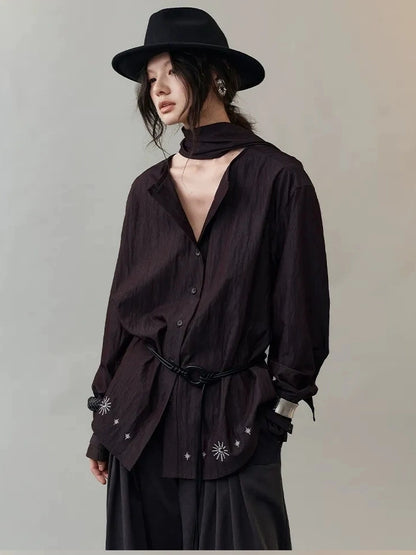AnnoMundi Starry Embroidered Oversized Shirt Shirts