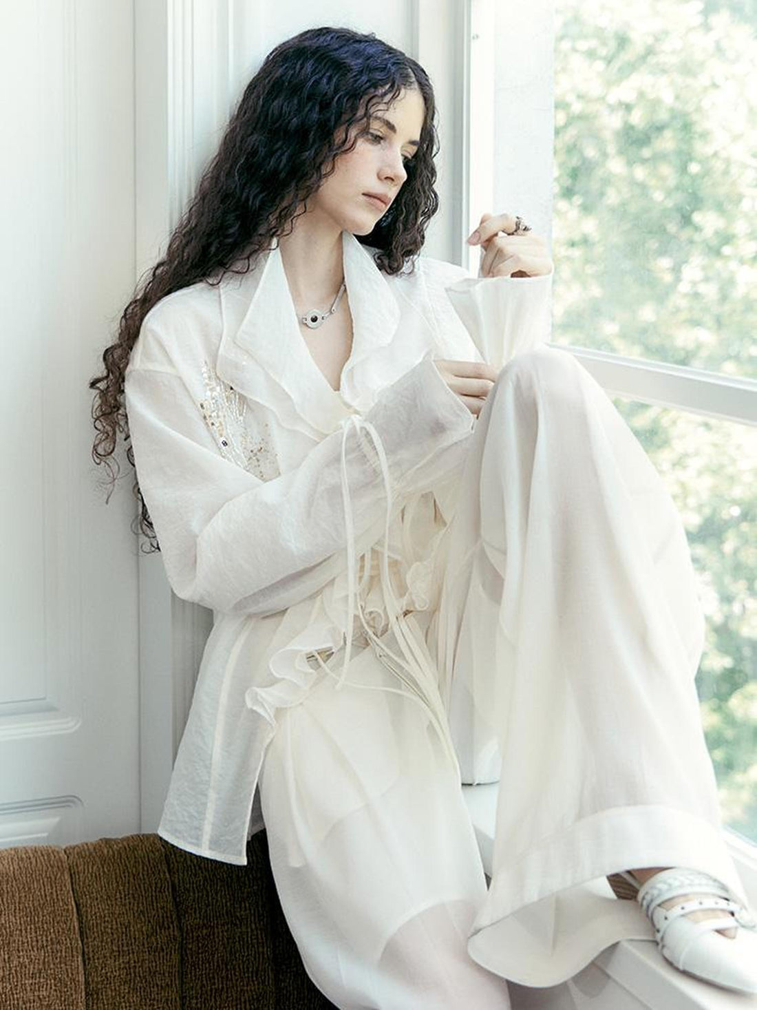 AnnoMundi Stellar Embroidered Sheer Sunshield Blouse